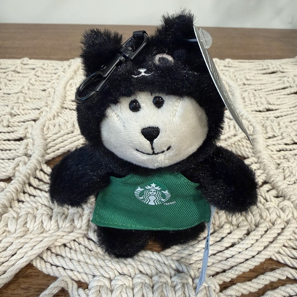 Starbucks Bearista Halloween Black Cat 2026 Plush Keychain Bag Clip 5" NWT